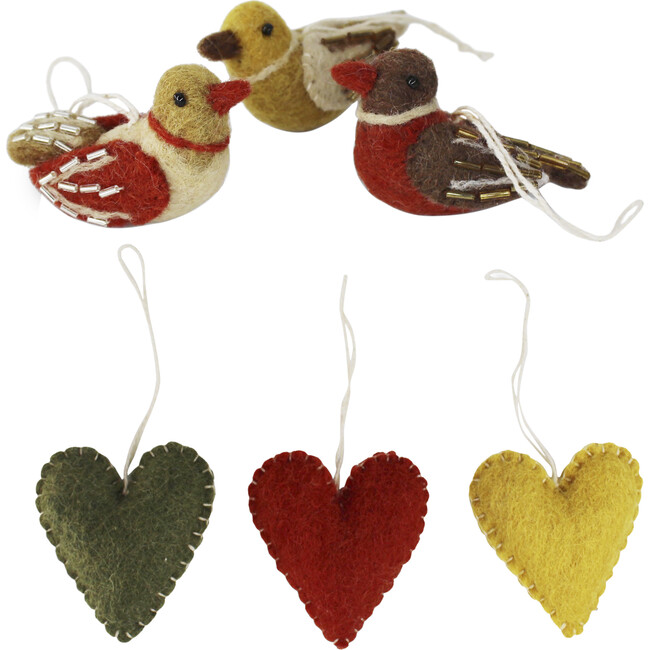 Bird & Heart Ornaments