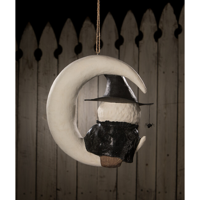 Witchy Owl on Moon Paper Mache - Accents - 2