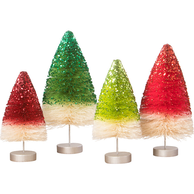 Retro Holiday Sparkle Trees, Set of 4