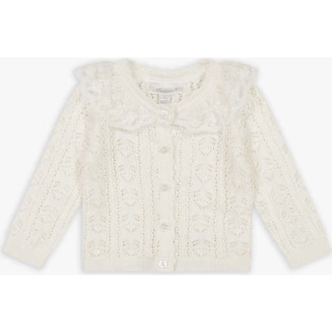 Pointelle Sweater Cardigan, Ivory