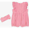 Rayon Rib Romper & Headband Set, Pink - Mixed Apparel Set - 2