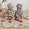 Waffle Romper & Bucket Hat Set, Navy - Mixed Apparel Set - 4