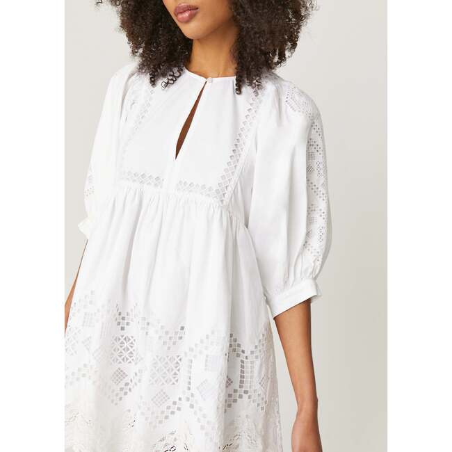 Women's Carla Dress, White Heart Eyelet - Dresses - 4