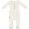 Textured Stripe Footie, White/Blue - Footie Pajamas - 1 - thumbnail