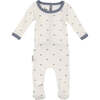 Sun Print Footie, White/Blue - Footie Pajamas - 1 - thumbnail