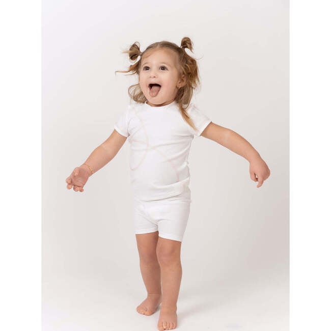 Spiral Stitch Short Set, White - Mixed Apparel Set - 2