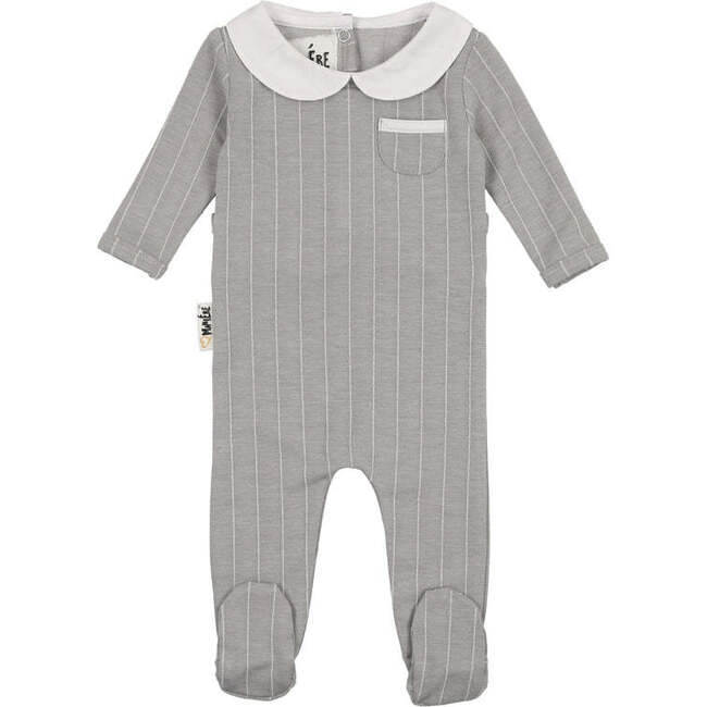 Raised Stripe Footie, Grey