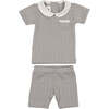 Raised Stripe Two-Piece Set, Grey - Mixed Apparel Set - 1 - thumbnail