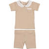 Raised Stripe Two-Piece Set, Beige - Mixed Apparel Set - 1 - thumbnail