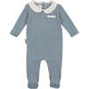 Raised Stripe Footie, Blue - Footie Pajamas - 1 - thumbnail