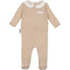 Raised Stripe Footie, Beige - Footie Pajamas - 1 - thumbnail