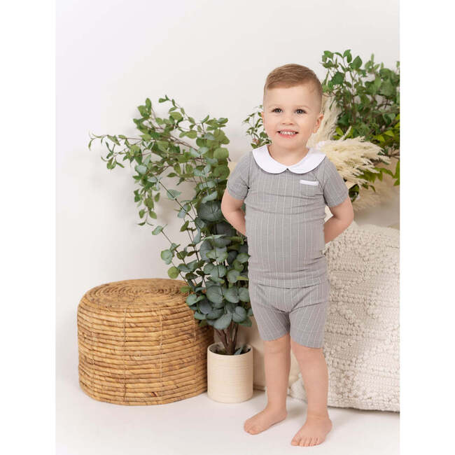 Raised Stripe Two-Piece Set, Grey - Mixed Apparel Set - 2