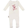 Floral Embroidered Footie, White - Footie Pajamas - 1 - thumbnail