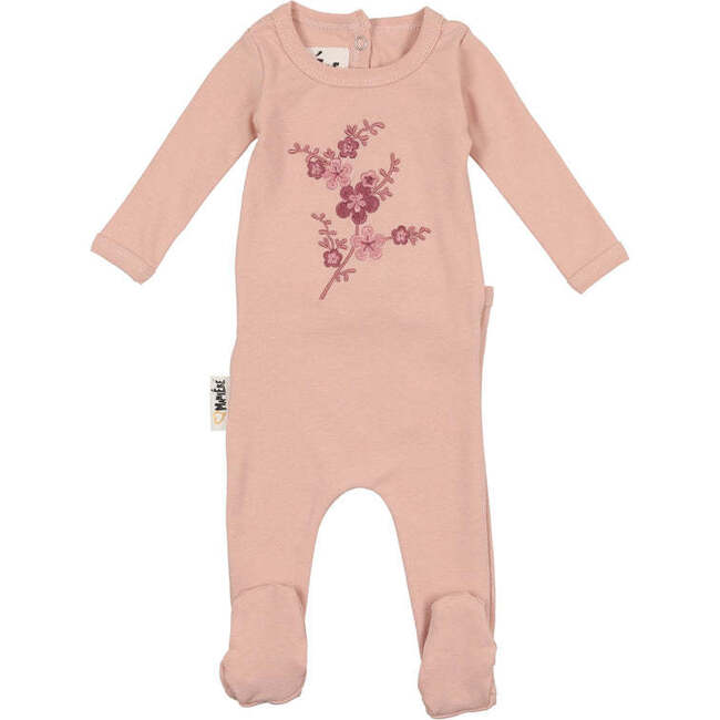 Floral Embroidered Footie, Mauve