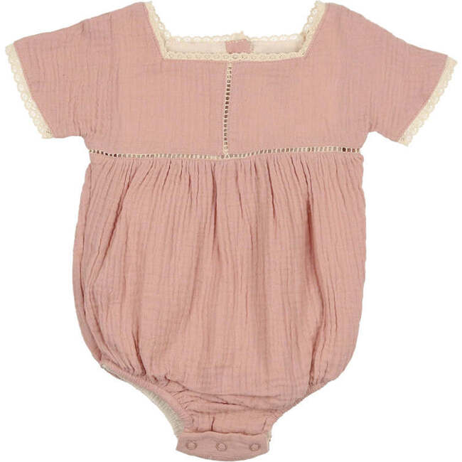 Gauze Crochet Romper, Mauve