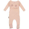 Embroidered Footie, Pink - Footie Pajamas - 1 - thumbnail