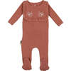 Embroidered Footie, Rust - Footie Pajamas - 1 - thumbnail