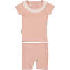 Eyelet Collar Two-Piece Set, Mauve - Mixed Apparel Set - 1 - thumbnail