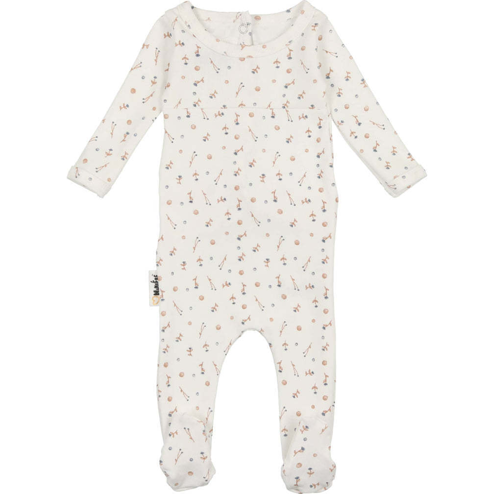 Berry Floral Footie, White - Footie Pajamas - 1