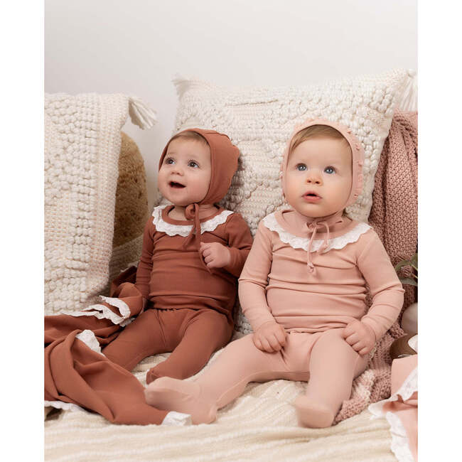 Eyelet Collar Footie, Rust - Footie Pajamas - 2