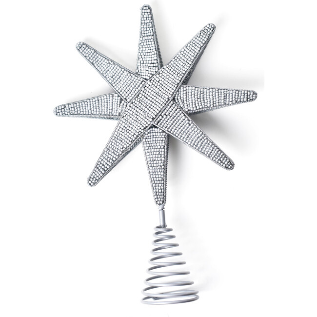 Silver Beaded Star Small Tree Topper - Tree Toppers - 1
