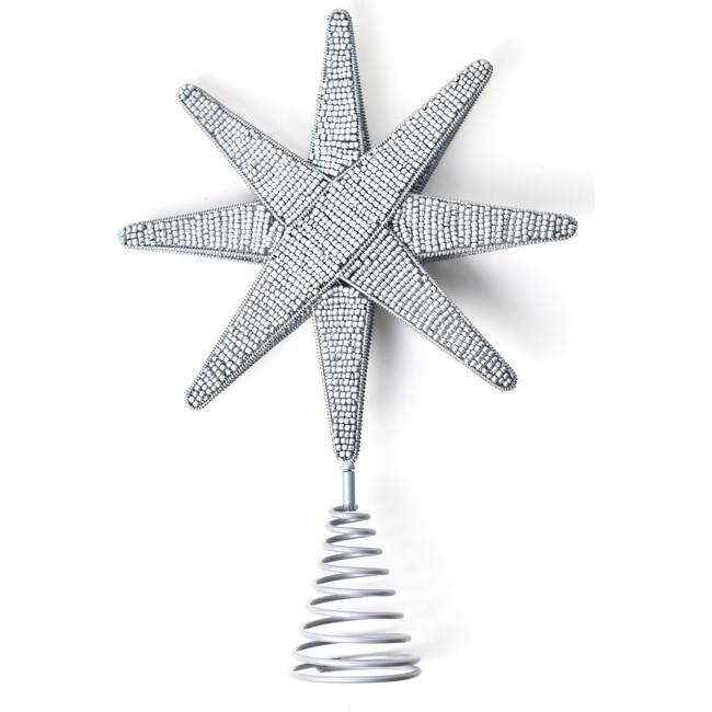 Silver Beaded Star Large Tree Topper