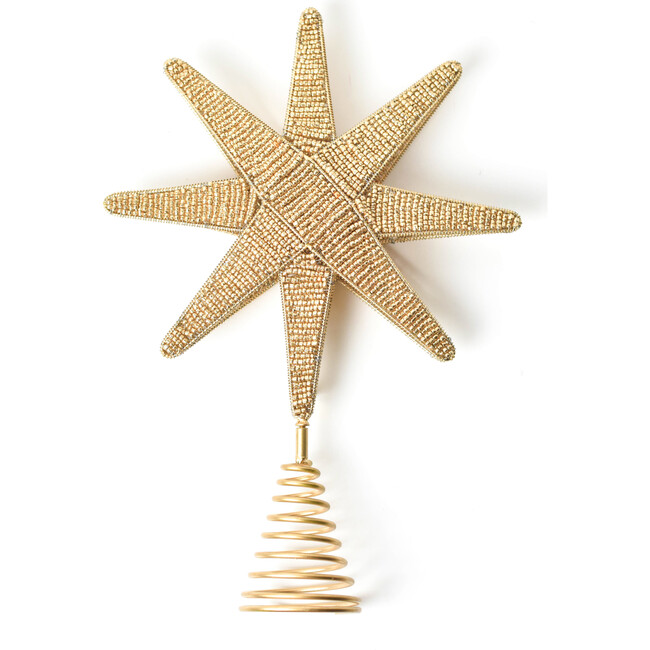 Gold Beaded Star Large Tree Topper