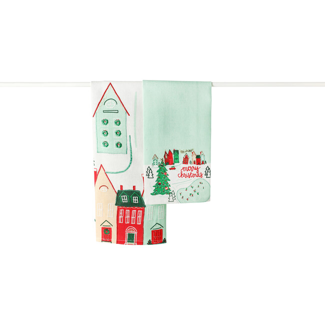 Christmas in the Village Town Hand Towels, Set of 2