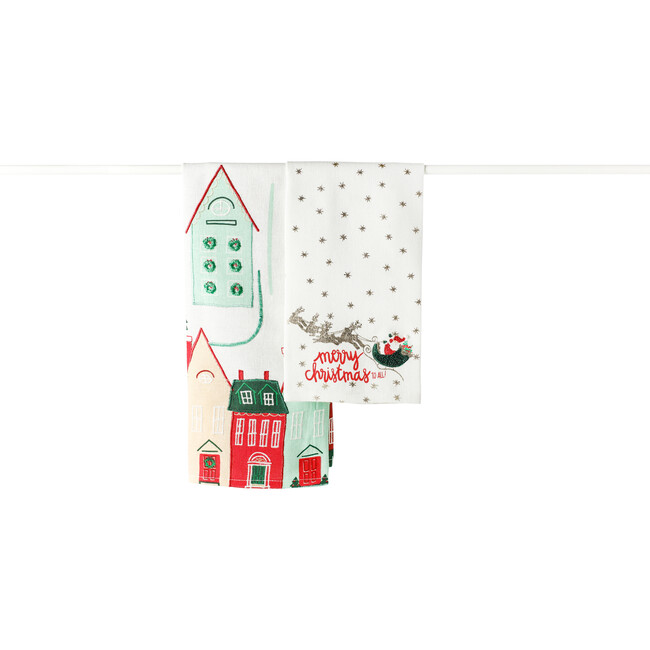 Christmas in the Village Santa Hand Towels, Set of 2