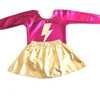 Super Hero Lightning Bolt Costume Set - Pink & Gold Long Sleeve (excludes cape) - Costumes - 4