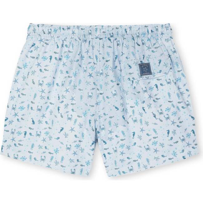 Mens Swim Trunks, Light Blue Sea Animals - Swim Trunks - 5