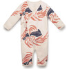 Organic Pima Cotton Print Baby Kimono Jumpsuit, Whale - Onesies - 1 - thumbnail