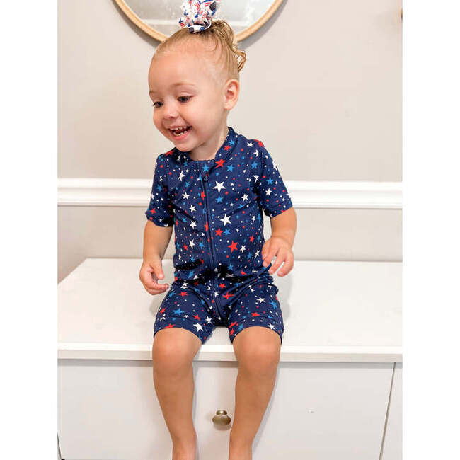 All Star Kid Bamboo Shortie Romper, Blue - Rompers - 2
