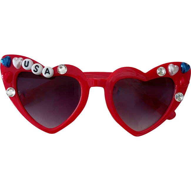 The USA Anna Heart Sunnies, Red - Sunglasses - 1