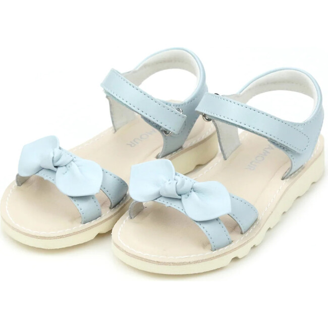 Leigh Knotted Bow Sandal, Light Blue
