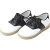 Luke Two Tone Leather Saddle Shoe, White/Black - Lace-Ups - 1 - thumbnail
