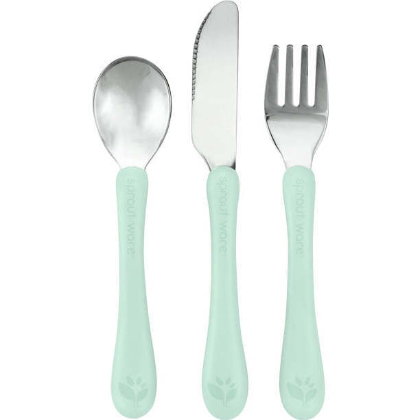 Stainless Steel And Sprout Ware Kids Cutlery, Light Sage - Other Accessories - 1