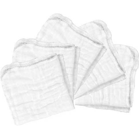 Organic Cotton Muslin Cloths Set, White (Pack Of 5)