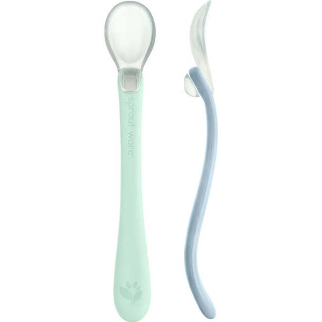 Silicone And Sprout Ware First Food Spoons, Light Sage And Light Grapefruit