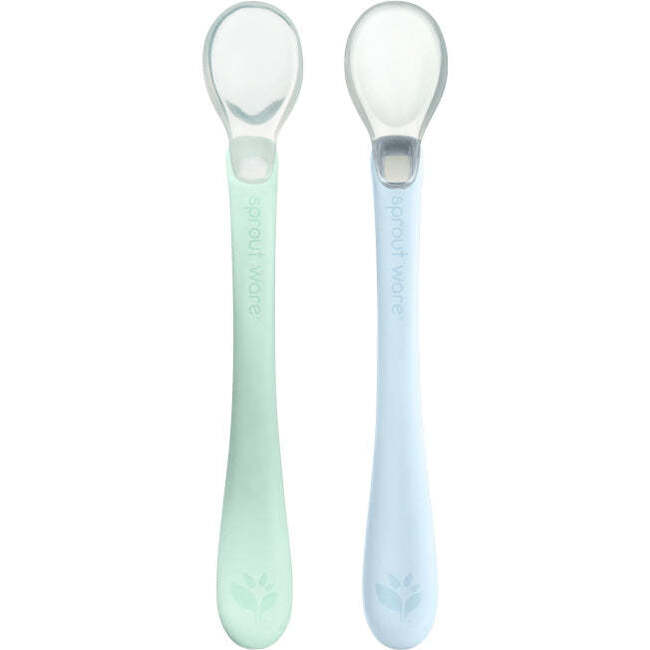 Silicone And Sprout Ware First Food Spoons, Light Sage And Light Blueberry