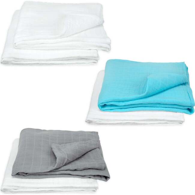 Muslin Swaddle Blankets Set, Aqua (Pack Of 2)
