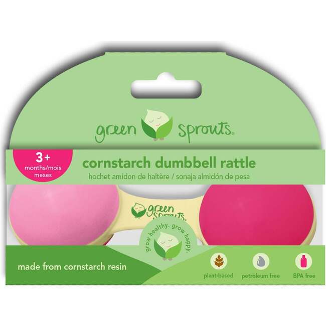 Cornstarch Dumbbell Rattle Made From Plants, Pink