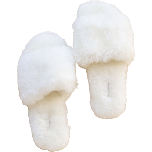 Women's Frankie Shearling Slide Slippers, Bright White