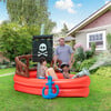 Water Fun Inflatable Pirate Ship Sprinkler Play Center with Air Pump, Beach Balls & Accessories, Red - Pool Floats - 9