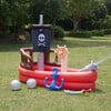 Water Fun Inflatable Pirate Ship Sprinkler Play Center with Air Pump, Beach Balls & Accessories, Red - Pool Floats - 10