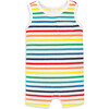 Baby Towel Terry Tank Shortie In Rainbow Stripe, Ivory Bright Rainbow Stripe - Rompers - 1 - thumbnail