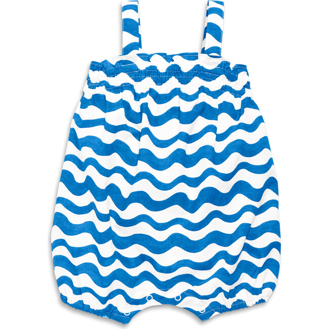 Baby Smocked Tank Shortie In Watercolor Waves, Blueberry Watercolor Wave