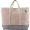 Two Tone Stripes Tote Bag, Rose Tan - Bags - 1 - thumbnail