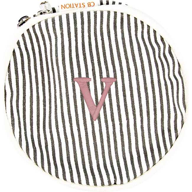 Stripes Circle Case, Gray - Makeup Bags - 1