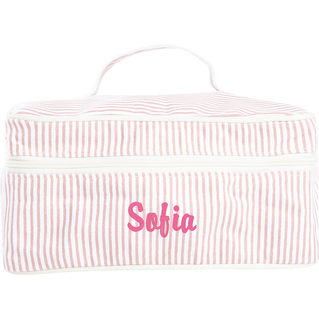 Stripes Train Case, Rose Tan - Makeup Bags - 1